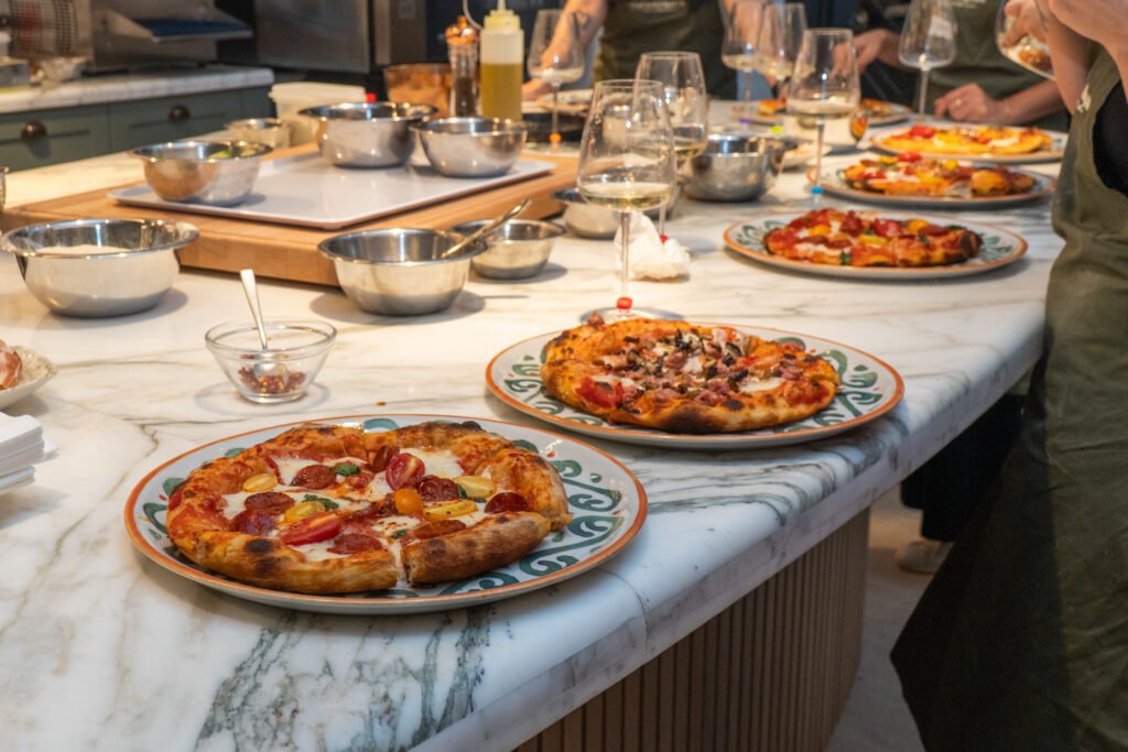Various toppings from our pizza class