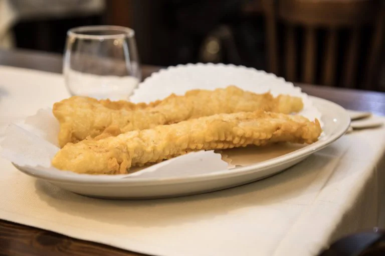 Deep-fried baccalà (salted codfish), a beloved street food in Rome
